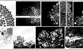 8 Black And White Pattern Vector Material