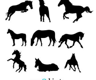 Neuf Chevaux Vector Silhouettes