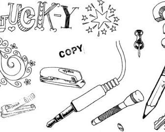 A Set Of Hand Drawn Objects Free Vector