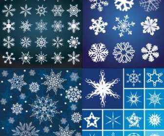 Berbagai Pola Kepingan Salju Yang Indah Vektor