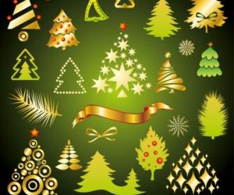 A Variety Of Cartoon Christmas Tree Vector