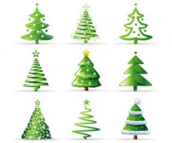 Una Variedad De árbol De Navidad Vector De Dibujos Animados