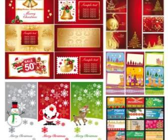 さまざまなクリスマス背景ベクトル グリーティング カード