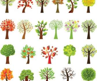 A Variety Of Lovely Trees Vector