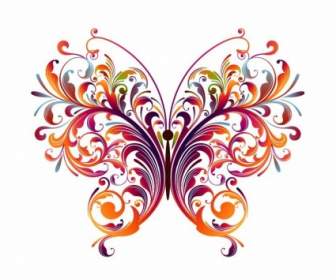 Illustration Vectorielle Papillon Floral Abstrait