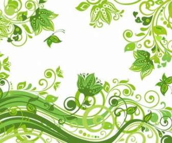 Abstract Floral Green Background Vector Illustration