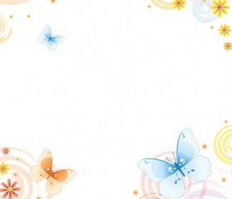 Abstract Flower With Butterfly Vector Background