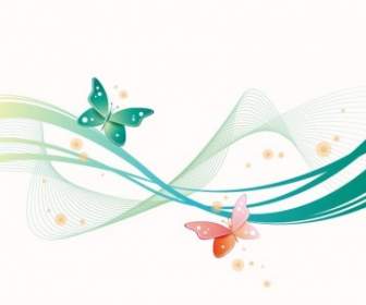Abstract Wave With Butterfly Background