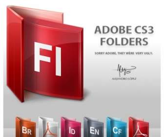 ชุดไอคอนไอคอนของโฟลเดอร์โปรแกรม Adobe