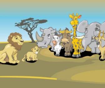 Afrikanische Tiere-cartoon