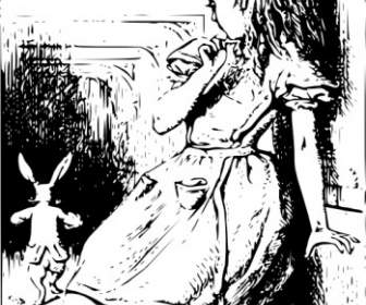 愛麗絲和兔子的剪貼畫