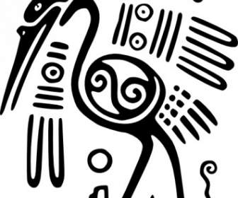 Ancient Mexico Motif Bird Clip Art