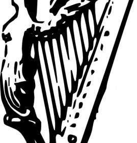 Angel Harp Lineart Clip Art