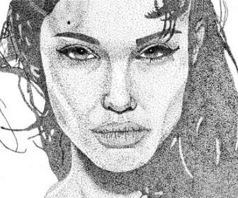 Vector De Arte Angelina Jolie Stipple