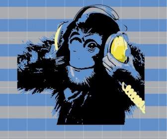 Hewan Orangutan Musik Vektor