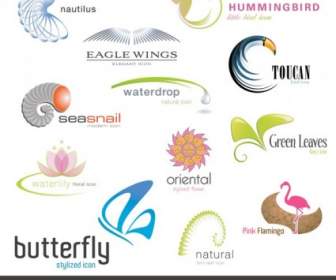 动物植物形状 Logo 模板矢量