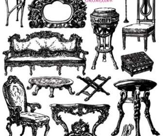 Antique Furniture Handpainted Pattern Vector