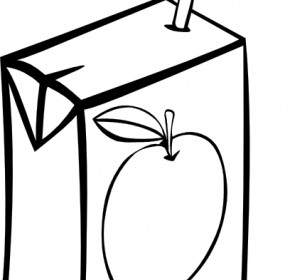 Apple Juice Box B And W Clip Art