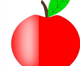 Apfel Rot Mit Einem Grünen Blatt