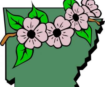 Mapa Arkansas, Kwiaty Clipart