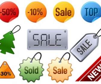 Attractive Discounts Listed On Labels Vector