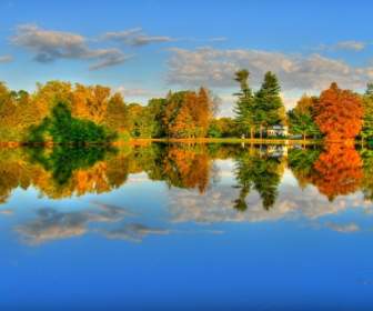 Herbst Herbst-Natur Der See-Tapete