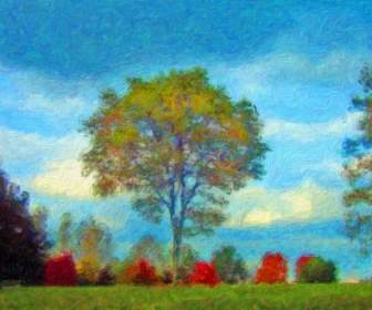 Pintura De árvores De Outono