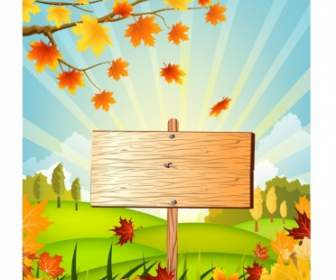 秋の木の看板