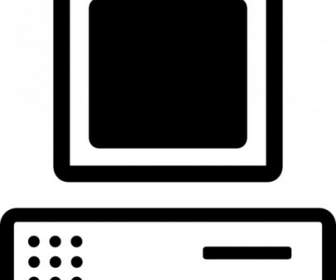 B W Cartoon Computer Base Monitor Clip Art
