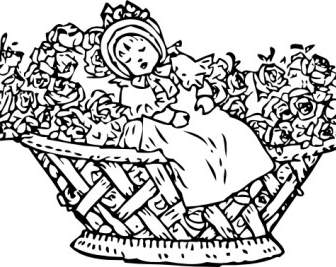 Baby In Rose Basket Clip Art