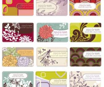 Background Elegant Flower Pattern Cards Vector