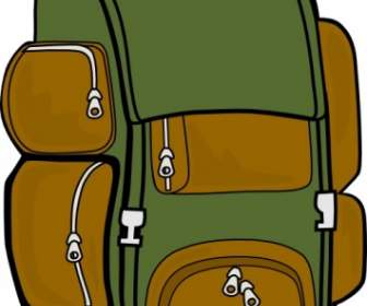 Backpack Green Brown Clip Art