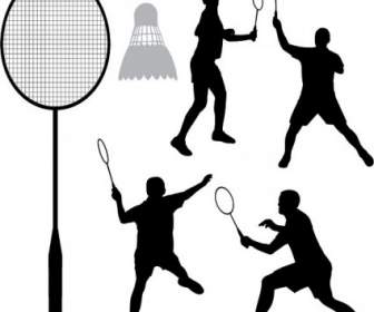 Vettoriale Silhouette Badminton