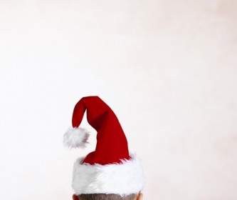 禿頭與聖誕帽子的清晰圖片