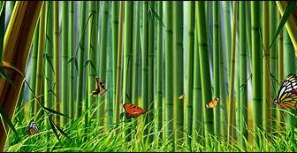 竹と蝶