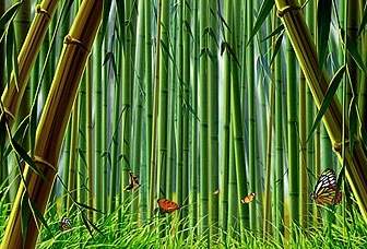 Bambu Dan Kupu-kupu Psd Berlapis