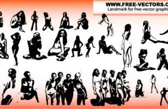 Beautiful Girls Silhouettes Free Vector