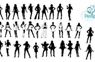 Vector Silhouettes Sexy Filles