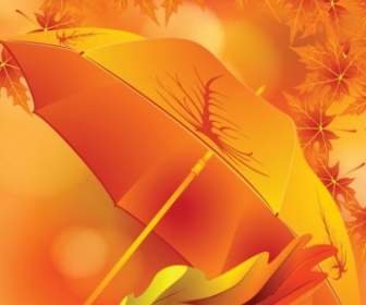 Beautiful Maple Leaf Umbrella Vector
