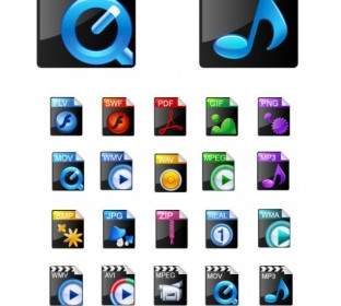 Beautiful Video Formats Commonly Used Icons Vector