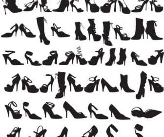 Gráfico De Vectores De Siluetas De Zapatos De Moda De Belleza