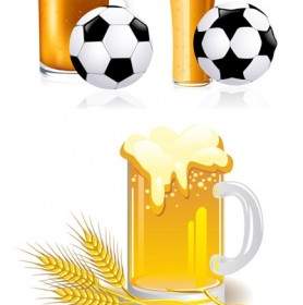 Vecteur De Bière Et De Football