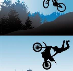Bicycle And Motorcycle Sport Silhouette Vector