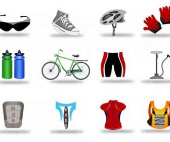 Conjunto De Iconos De Bicicleta