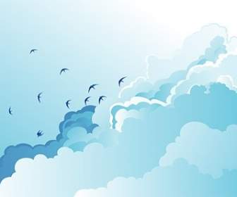 Big Blue Sky Scenery Vector Of Wild Geese