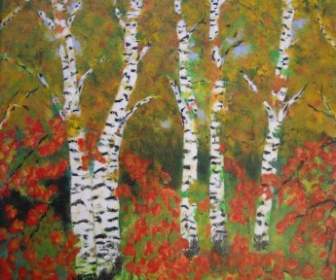 Birch Hutan Lukisan