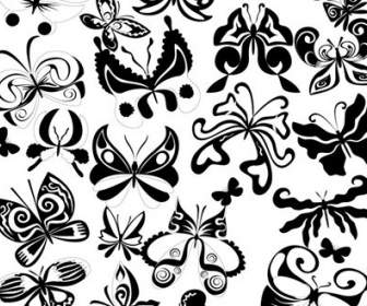 Black And White Butterfly Element Vector