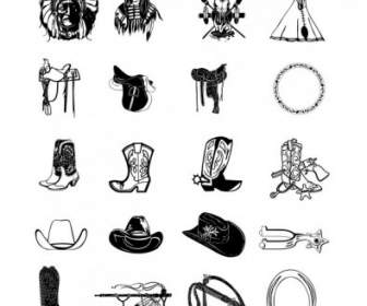Accessori Da Cowboy Di Bianco E Nero Clip Art