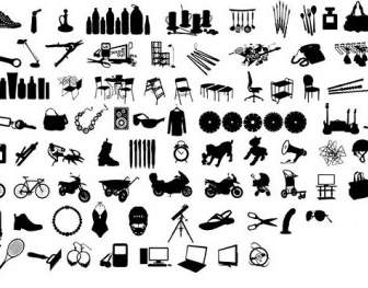 Black And White Design Elements Vector Series Items Silhouette