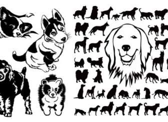 Black And White Dog Silhouette Vector